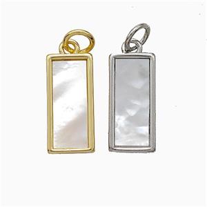 Copper Rectangle Pendant Pave Shell Mixed, approx 7-15mm