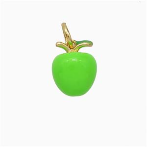 Copper Apple Pendant Green Enamel Gold Plated, approx 8mm