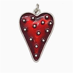 Copper Heart Pendant Red Painted Platinum Plated, approx 18-25mm