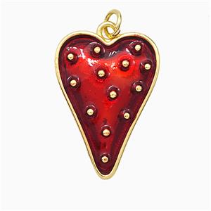 Copper Heart Pendant Red Painted Gold Plated, approx 18-25mm