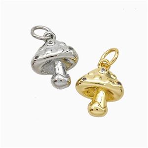 Mushroom Charms Copper Pendant Pave Zirconia Mixed, approx 11mm