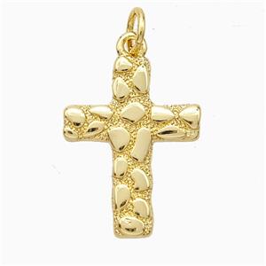 Copper Cross Pendant Hammered Gold Plated, approx 15-20mm