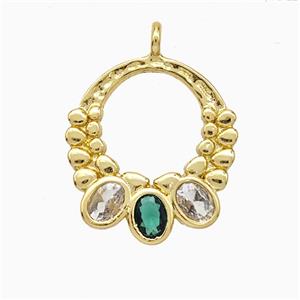 Copper Pendant Micropave Zirconia Gold Plated, approx 16-17mm