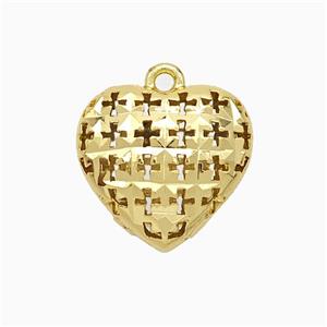 Copper Heart Pendant Hollow Cross Gold Plated, approx 15mm