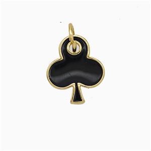 ACE of Clubs Copper Pendant Black Enamel Gold Plated, approx 12mm