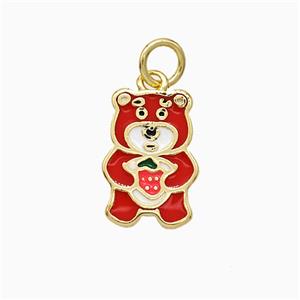 Copper Bear Pendant Red Enamel Gold Plated, approx 10-14mm