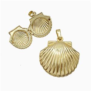 Scallop Shell Charms Copper Pendant 18K Gold Plated, approx 20-23mm