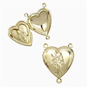Copper Heart Jesus Locket Pendant 18K Gold Plated, approx 20mm