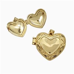 Copper Heart Locket Pendant 18K Gold Plated, approx 20-23mm