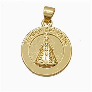 Virgen Del Valle Charms Copper Pendant Gold Plated, approx 17mm