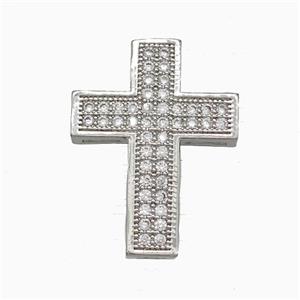Copper Cross Pendant Pave Zirconia Platinum Plated, approx 17-23mm