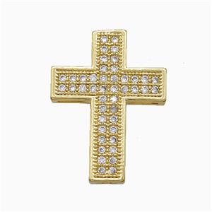 Copper Cross Pendant Pave Zirconia Gold Plated, approx 17-23mm