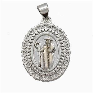 Saint Jude Charms Copper Pendant Platinum Plated, approx 16-20mm