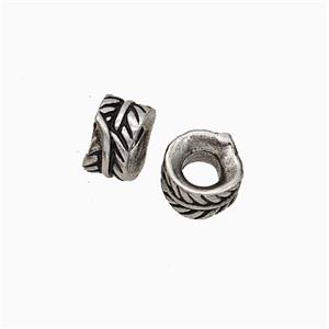 Copper Leaf Beads Antique Silver, approx 7mm