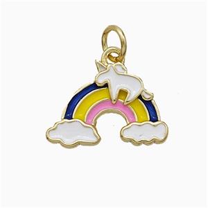 Copper Rainbow Pendant Multicolor Enamel Gold Plated, approx 11-16mm
