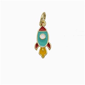 Copper Rocket Charms Pendant Multicolor Enamel Gold Plated, approx 6-12mm