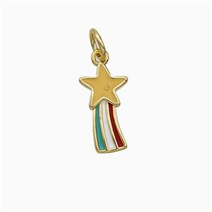 Copper Meteor Pendant Multicolor Enamel Falling Star Gold Plated, approx 7-13mm