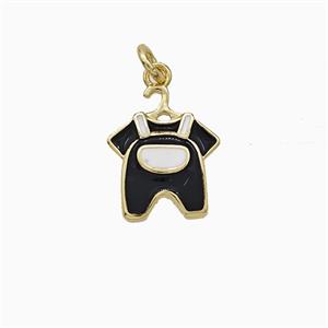 Childrens Clothes Charms Copper Pendant Black Enamel Gold Plated, approx 10-12mm