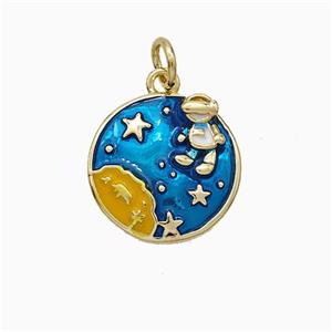 Copper Earth Pendant Painted Gold Plated, approx 14mm