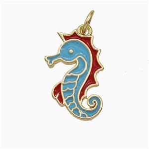Copper Seahorse Pendant Enamel Gold Plated, approx 11-17mm