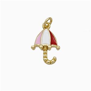 Copper Umbrella Pendant Multicolor Enamel Gold Plated, approx 10-12mm