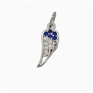 Copper Angel Wings Pave Zirconia Platinum Plated, approx 5.5-12mm