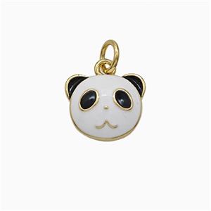 Copper Pandaheader Pendant Black White Enamel Gold Plated, approx 9-11.5mm