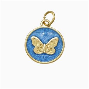 Enamel Copper Pendant, Gold Plated, approx 12.5mm