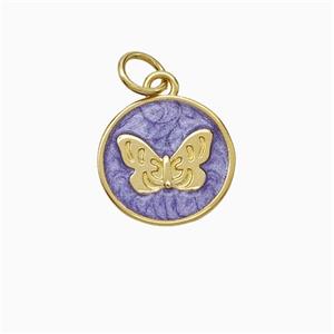 Enamel Copper Pendant, Gold Plated, approx 12.5mm