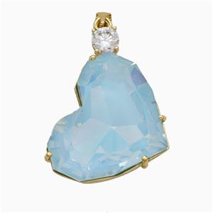 Copper Pendant Pave Zircon, Gold Plated, approx 25-35mm