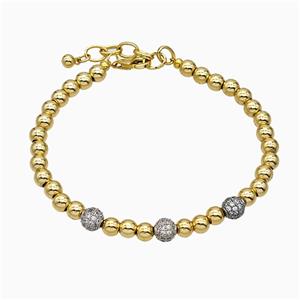 Copper Bracelet pave zircon, Gold Plated, approx 5mm, 6mm, 21cm length