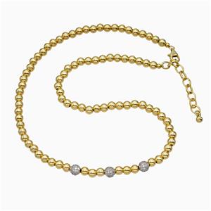 Copper Necklace pave zircon, Gold Plated, approx 5mm, 6mm, 40-45cm length