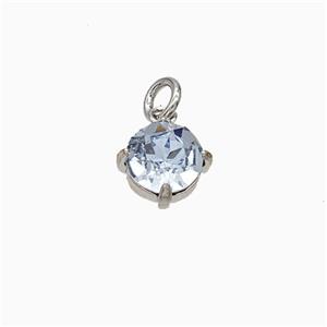 Copper Pendant Pave Crystal Glass Platinum Plated, approx 6mm