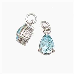 Copper Pendant pave zircon, Gold Plated, approx 7-8mm