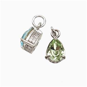 Copper Pendant pave zircon, Gold Plated, approx 7-8mm