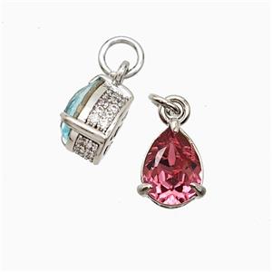 Copper Pendant pave zircon, Gold Plated, approx 7-8mm
