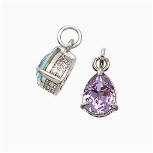 Copper Pendant pave zircon, Gold Plated, approx 7-8mm