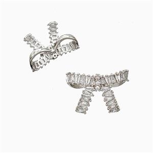 Copper Awareness Ribbons Pendant Pave Zirconia 2loops Platinum Plated, approx 13-18mm