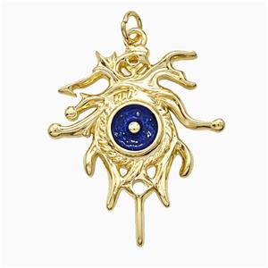 Copper Pendant pave zircon, Gold Plated, approx 26-30mm
