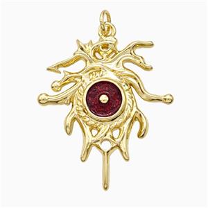 Copper Pendant pave zircon, Gold Plated, approx 26-30mm