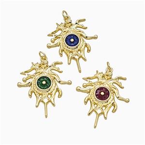 Copper Pendant pave zircon, Gold Plated, approx 26-30mm