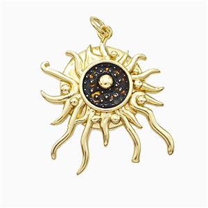 Copper Pendant pave zircon, Gold Plated, approx 24-26mm