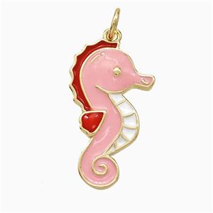Copper Seahorse Pendant Multicolor Enamel Gold Plated, approx 13-22mm