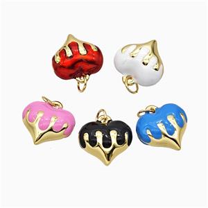 Copper Heart Pendant Enamel Gold Plated Mixed, approx 15mm