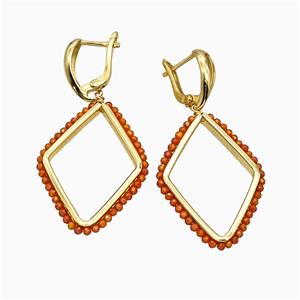 Copper Earring pave zircon, Gold Plated, approx 26-36mm, 14-18mm