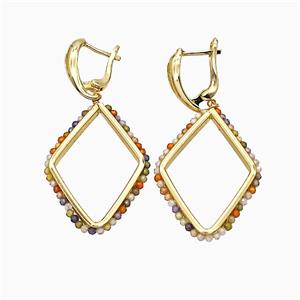Copper Earring pave zircon, Gold Plated, approx 26-36mm, 14-18mm
