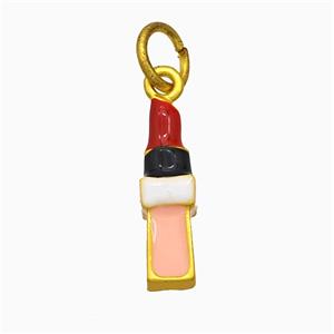 Lipstick Charms Copper Pendant Multicolor Enamel Gold Plated, approx 5-18mm