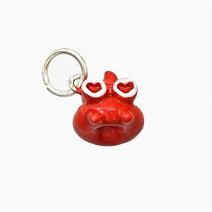 Copper Animal Pendant Red Enamel Platinum Plated, approx 10-11mm