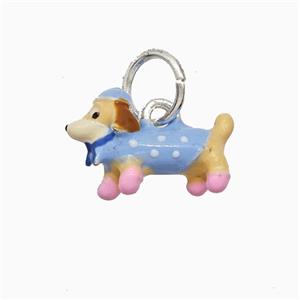 Copper Dog Pendant Multicolor Enamel Platinum Plated, approx 10-16mm