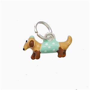 Copper Dog Pendant Multicolor Enamel Platinum Plated, approx 8-16mm